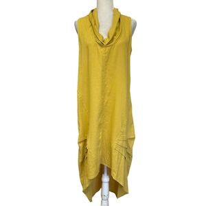 Womens Midi Dress Sz M Asymmetrical Linen Blend Sleeveless Lagenlook Primitive